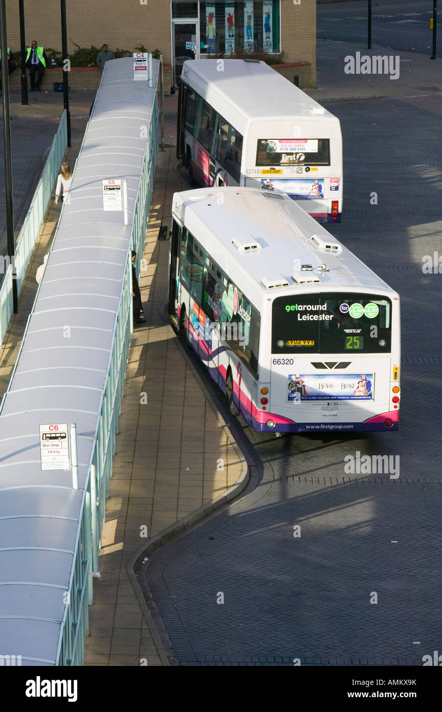 Buses in Leicester s Haymarket bus station Leicestershire UK Stock ...