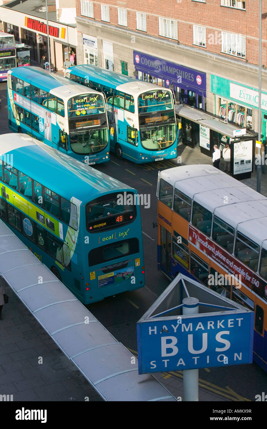 Buses in Leicester s Haymarket bus station Leicestershire UK Stock ...