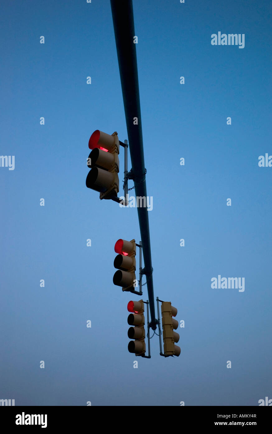 Red light traffic lights in Newark New Jersey USA Stock Photo
