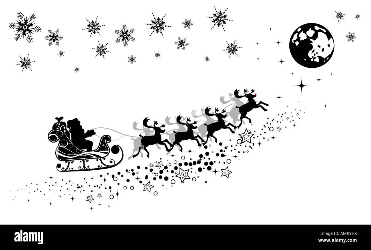 Christmas deer snowflakes on Black and White Stock Photos & Images - Alamy