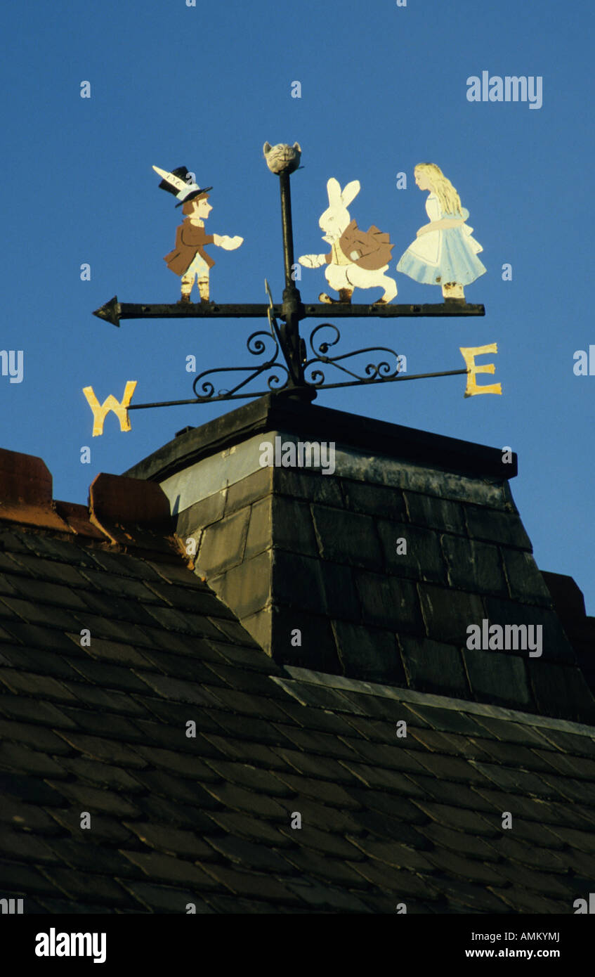 Alice in Wonderland weathervane, Daresbury Parsonage, Cheshire, UK. Stock Photo