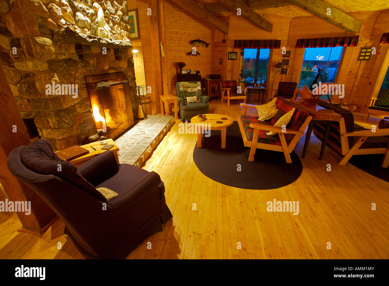 Lounge Room at Rifflin'Hitch Lodge, Eagle River, Southern Labrador, Labrador, Newfoundland Labrador, Canada. Property Released. Stock Photo