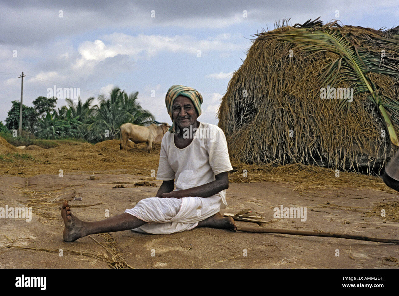 Indian rural old man sitting hi-res stock photography and images - Alamy