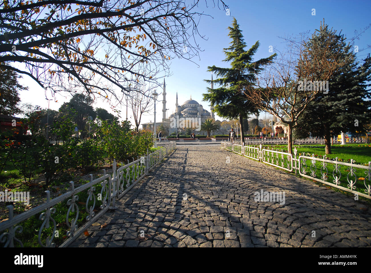 ISTANBUL, TURKEY. A morning view from Sultanahmet Meydani to the Blue Mosque. 2007. Stock Photo