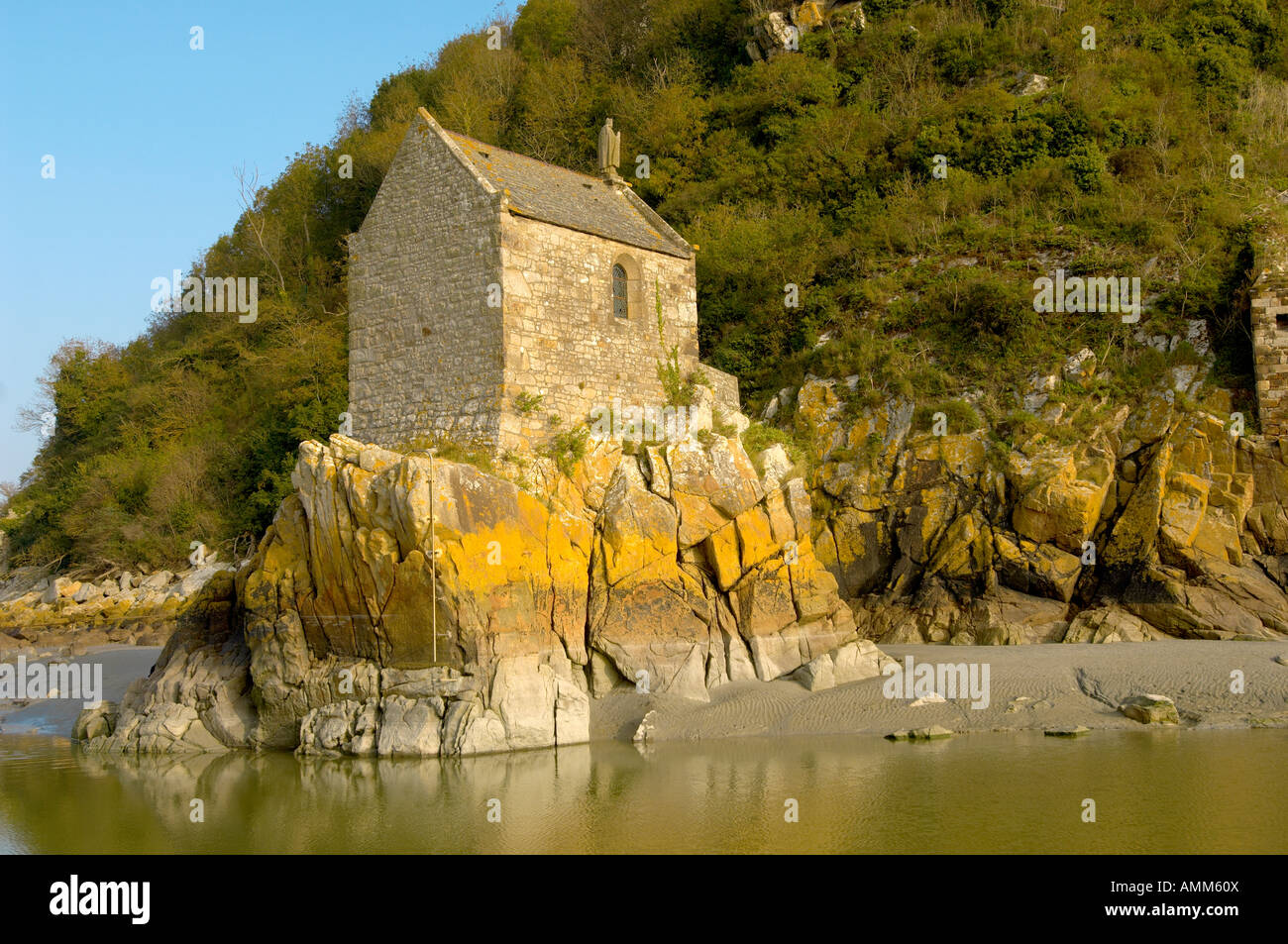 Mont Saint Michel, Brittany coast France. Saint Aubert s Chapel. Stock Photo