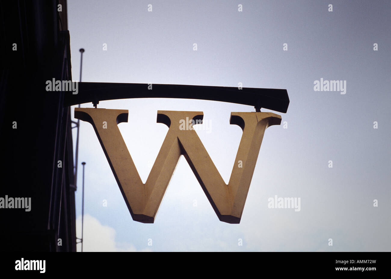 a W sign for Waterstones bookshop Stock Photo - Alamy