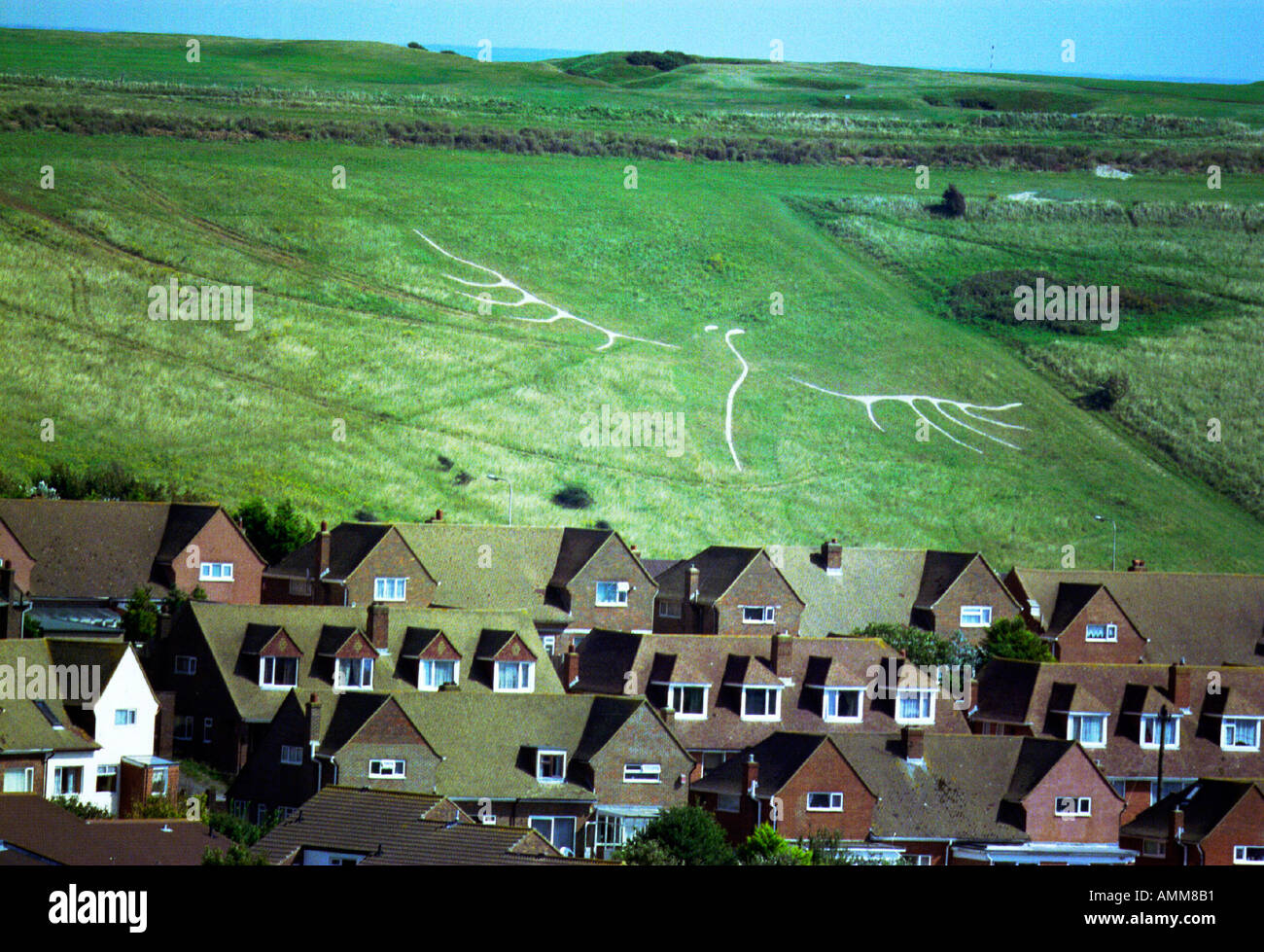 Modern chalk hill figure if a bird is new South Downs landmark Stock