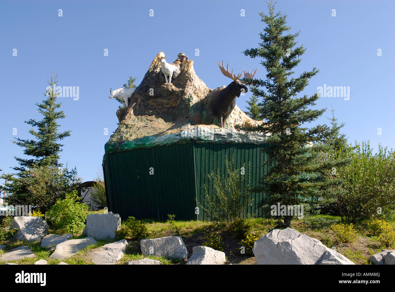 Haines Junction Village Monument Wildlife Haines Junction Yukon Territory YT Canada Stock Photo