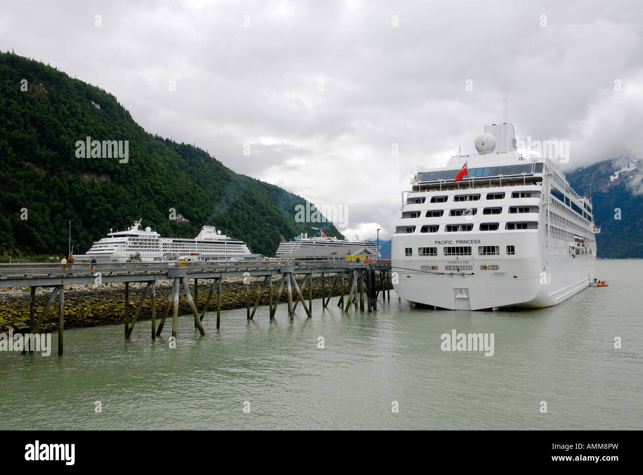 Cruise Ships Dock In Harbor Skagway Alaska Ak United States