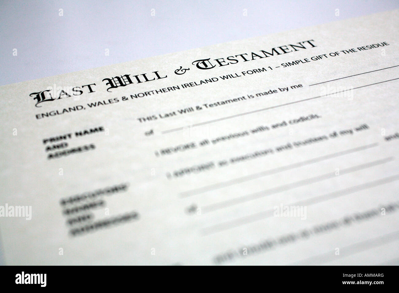 Testament form hi-res stock photography and images - Alamy