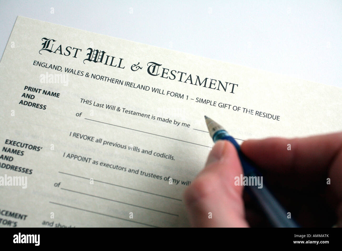 Man writing his Last Will and Testament Stock Photo - Alamy