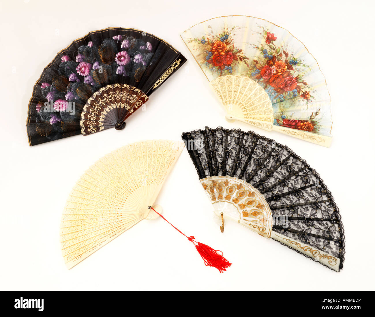 Four Traditional Spanish Fans Stock Photo Alamy