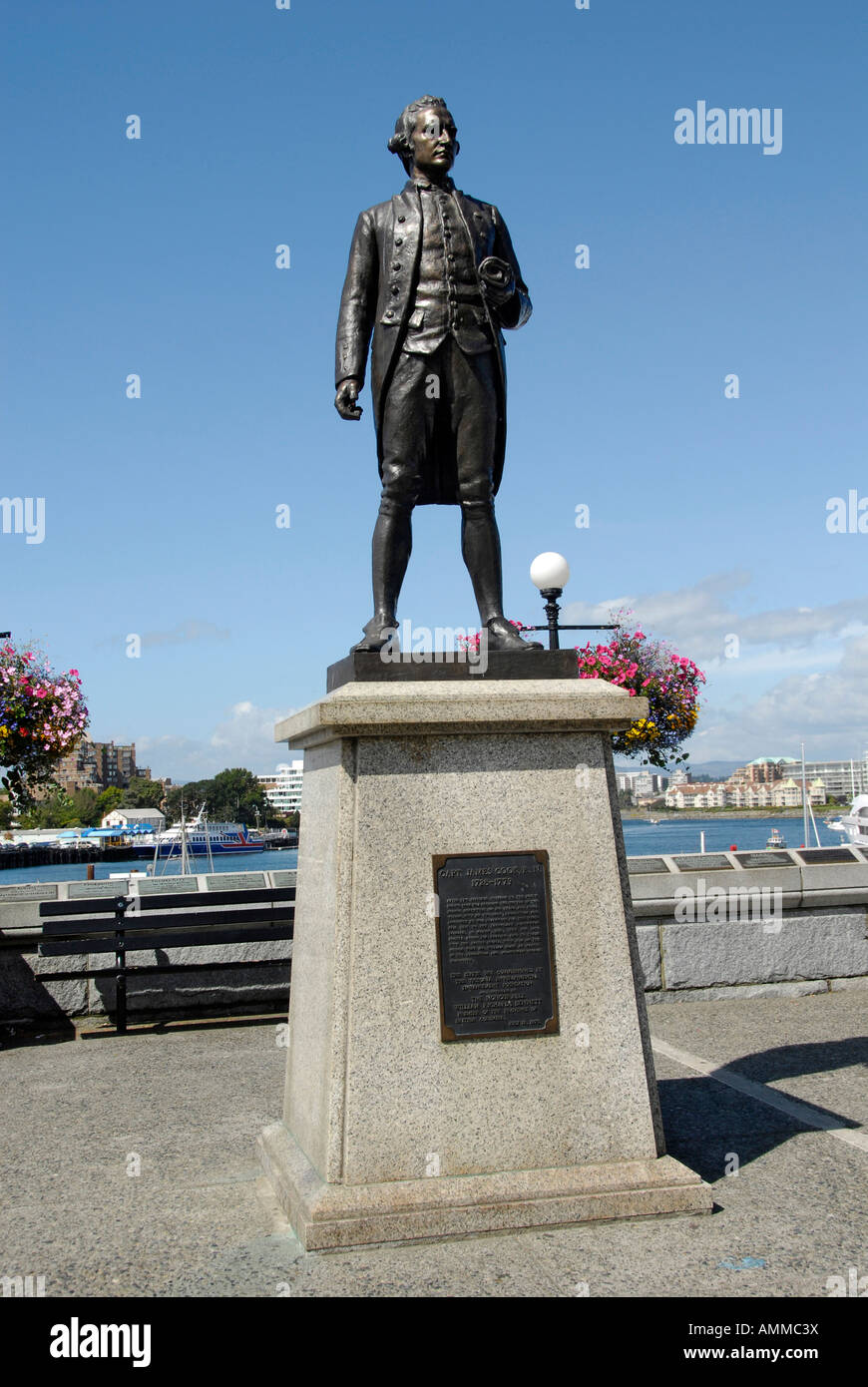 Statue of Captain James Cook in Victoria British Columbia BC Canada