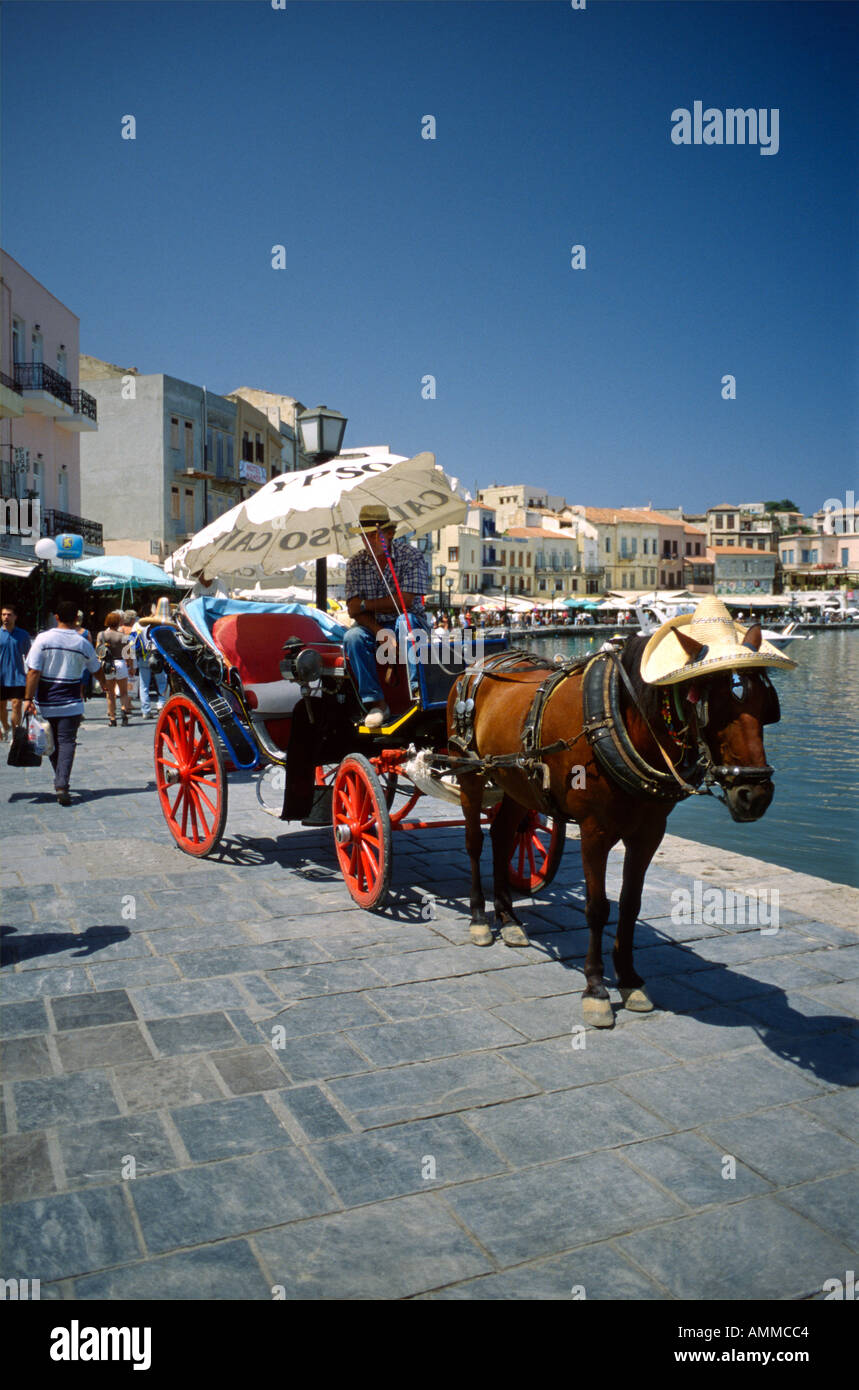 Carriage and Horse Crete Greece Stock Photo