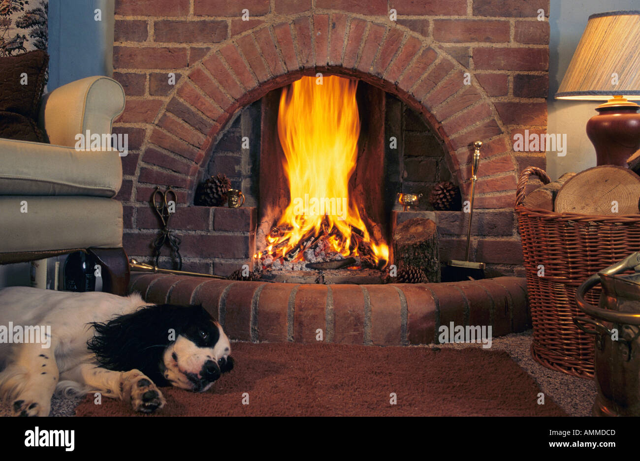 Fireside scene Stock Photo