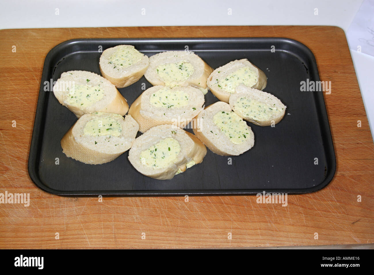 Garlic bread baguette cheese butter Stock Photo Alamy