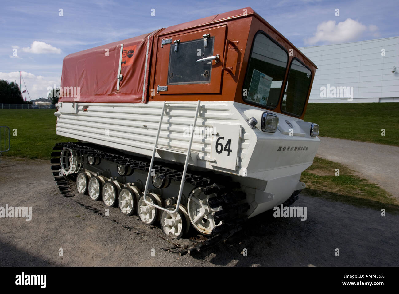 Tractor crawler tracked exploration vehicle Oceanopolis Brest Brittany France Stock Photo