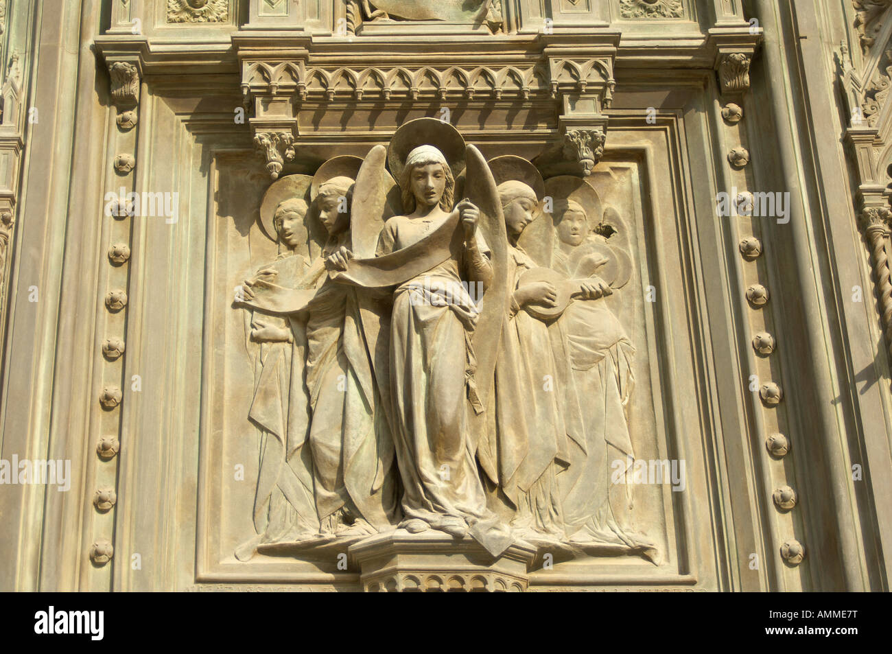 Close up of the bronze doors sculptures of the Florence Duomo