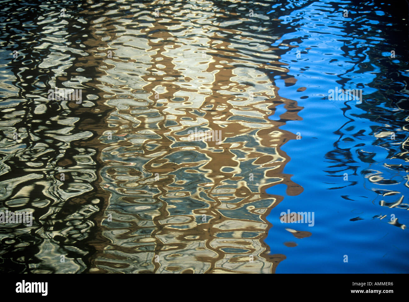Reflections In A Canal in Amsterdam Holland Stock Photo