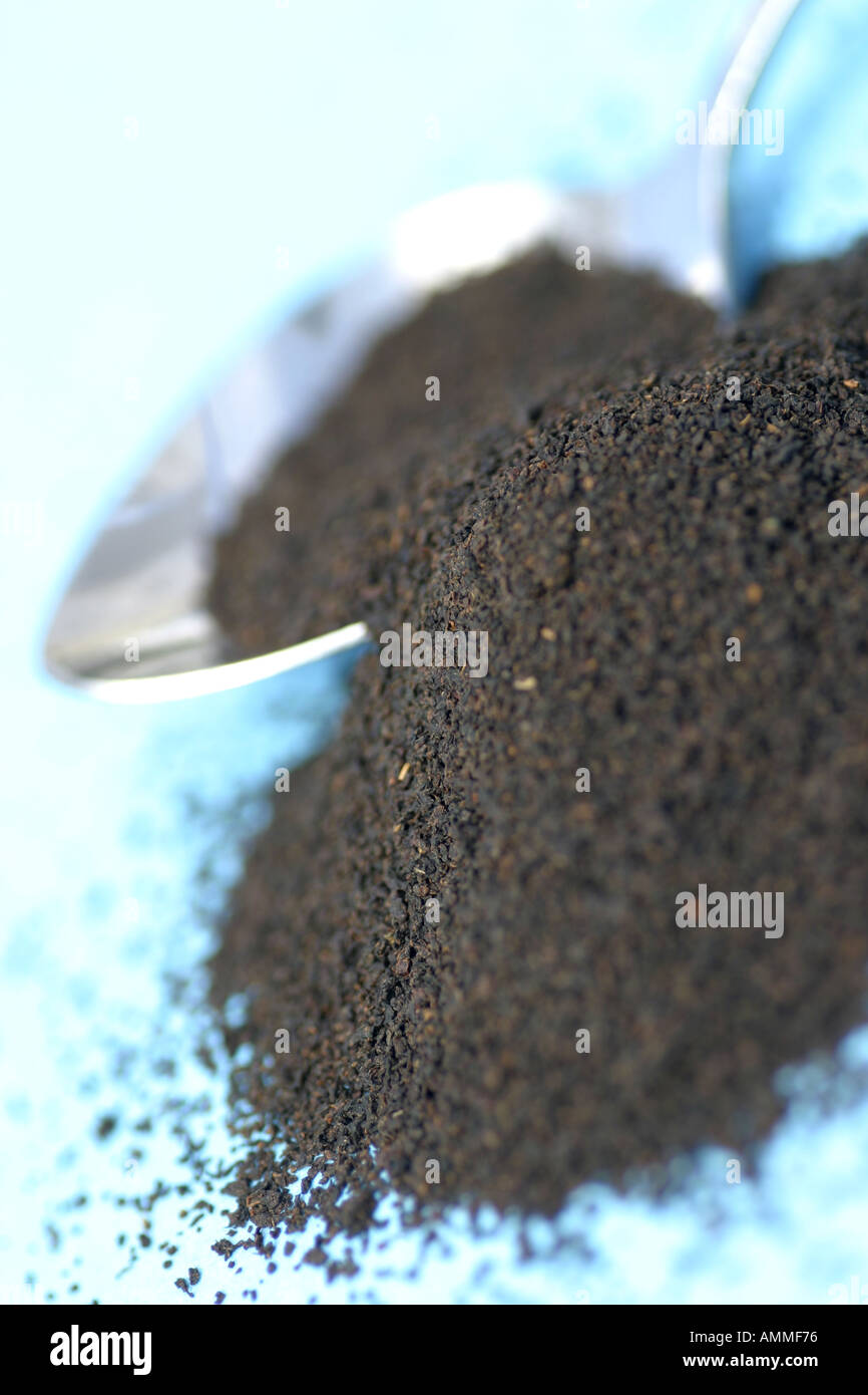 Tea leaves and tea spoon Stock Photo Alamy