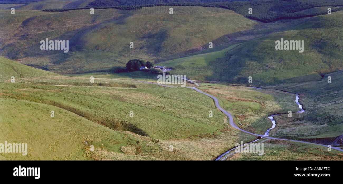 Cambrian Mountains. Mountain Road and hill grazing with sheep walks