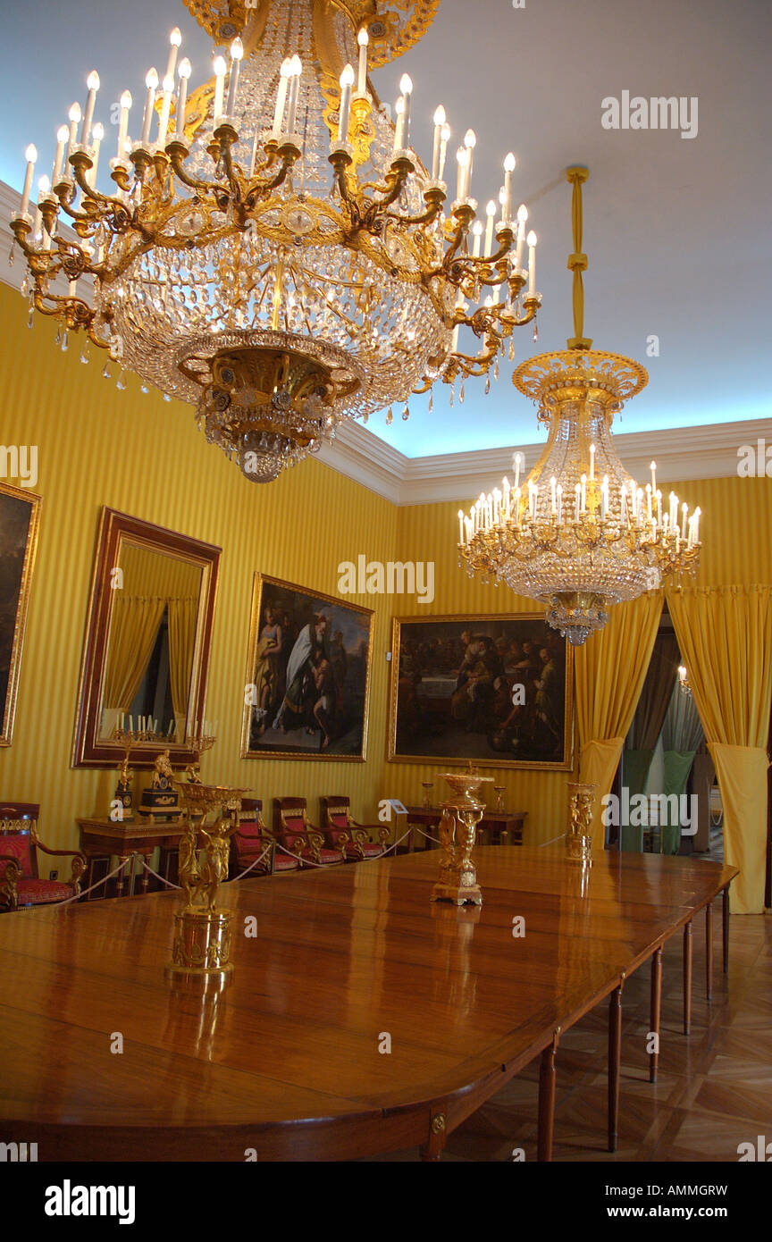 Dining room in Royal Palace of La Granja of San Ildefonso Segovia province Spain Stock Photo
