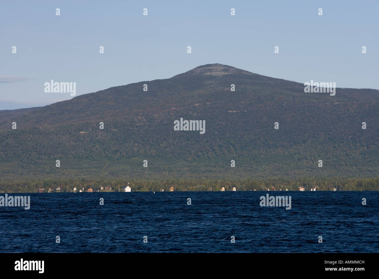 Lily Bay Mountain and Beaver Cove from Sugar Island Maine USA Stock