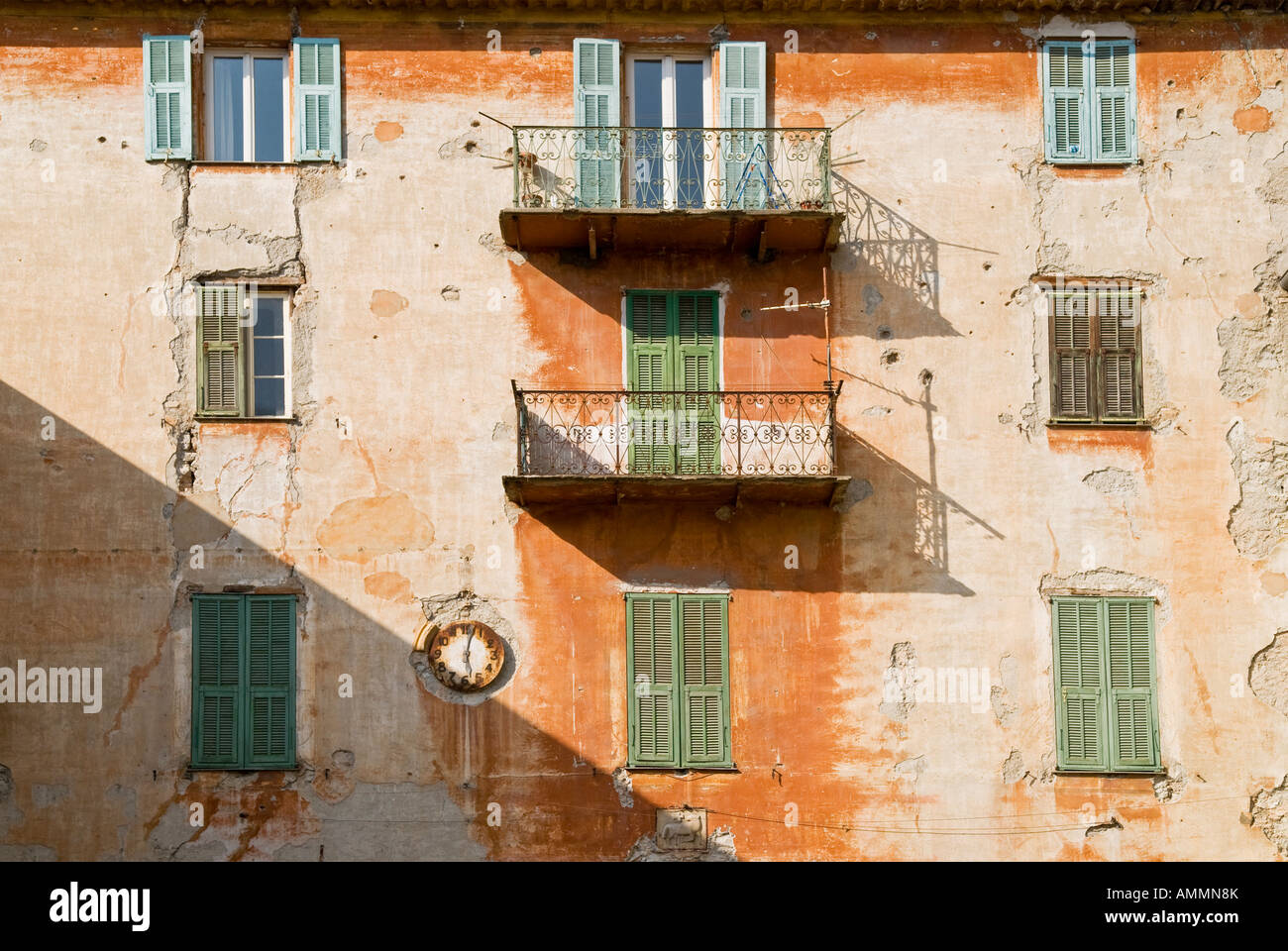 front of old building, Sospel, Maritime Alps, France Stock Photo