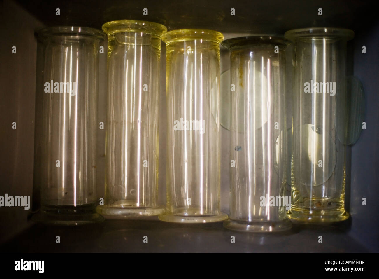Set of gas jars in a school science laboratory Stock Photo Alamy