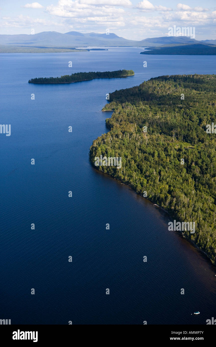 Moosehead Lake from the air above Rockwood Maine USA Stock Photo Alamy