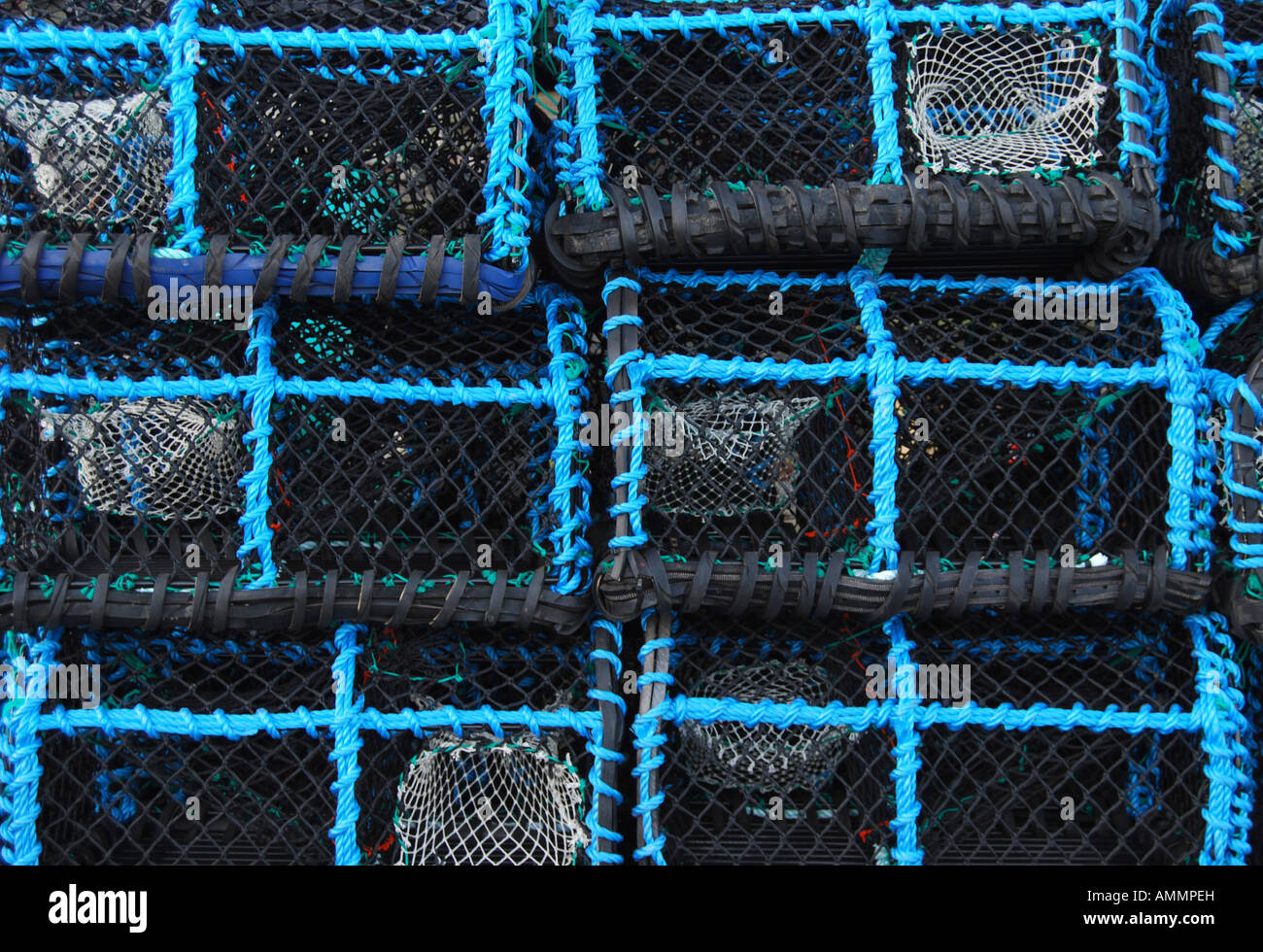 Lobster pots at Holy Island Stock Photo