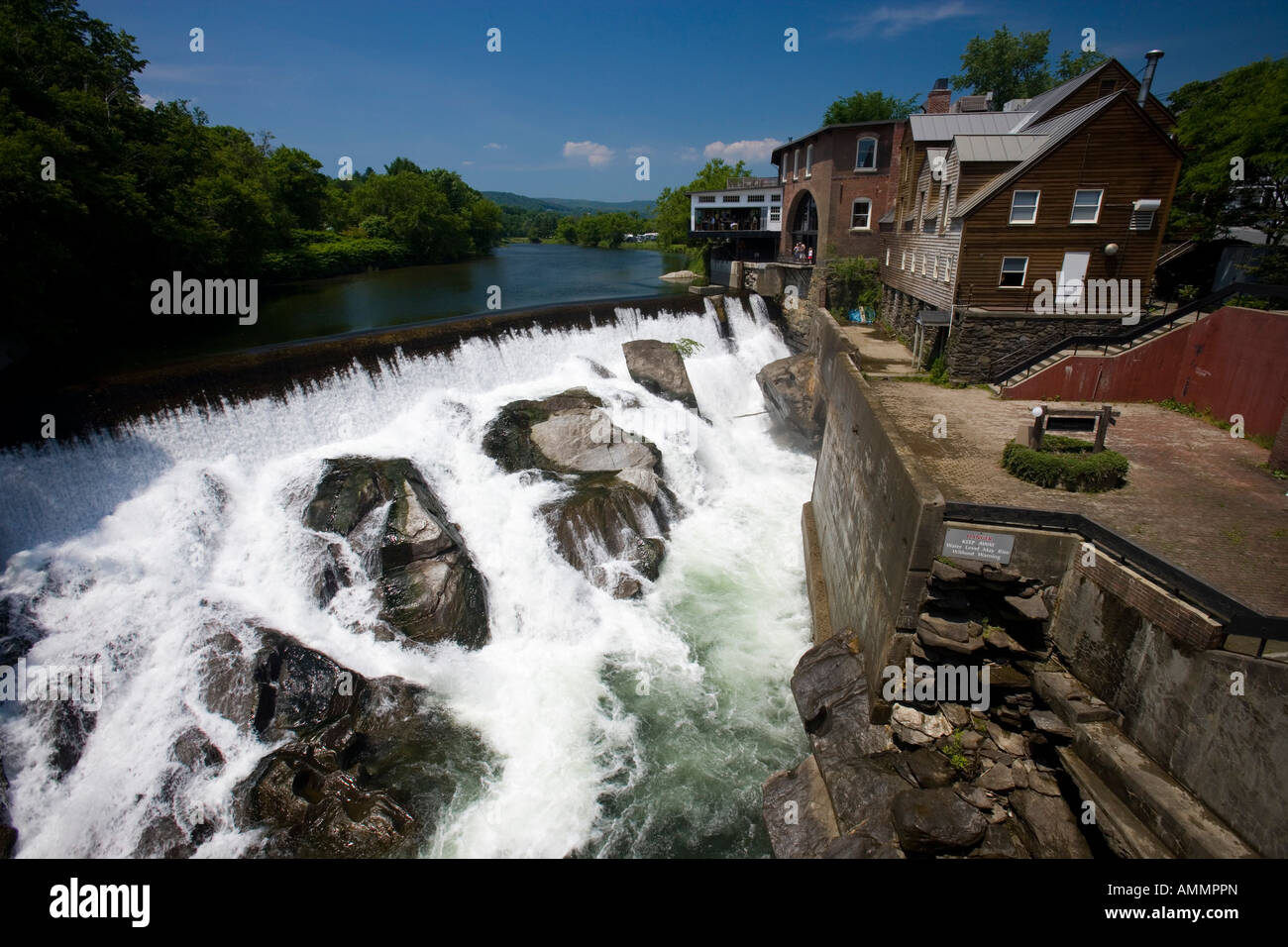 Falls below the covered bridge in Quechee Vermont Ottauquechee River