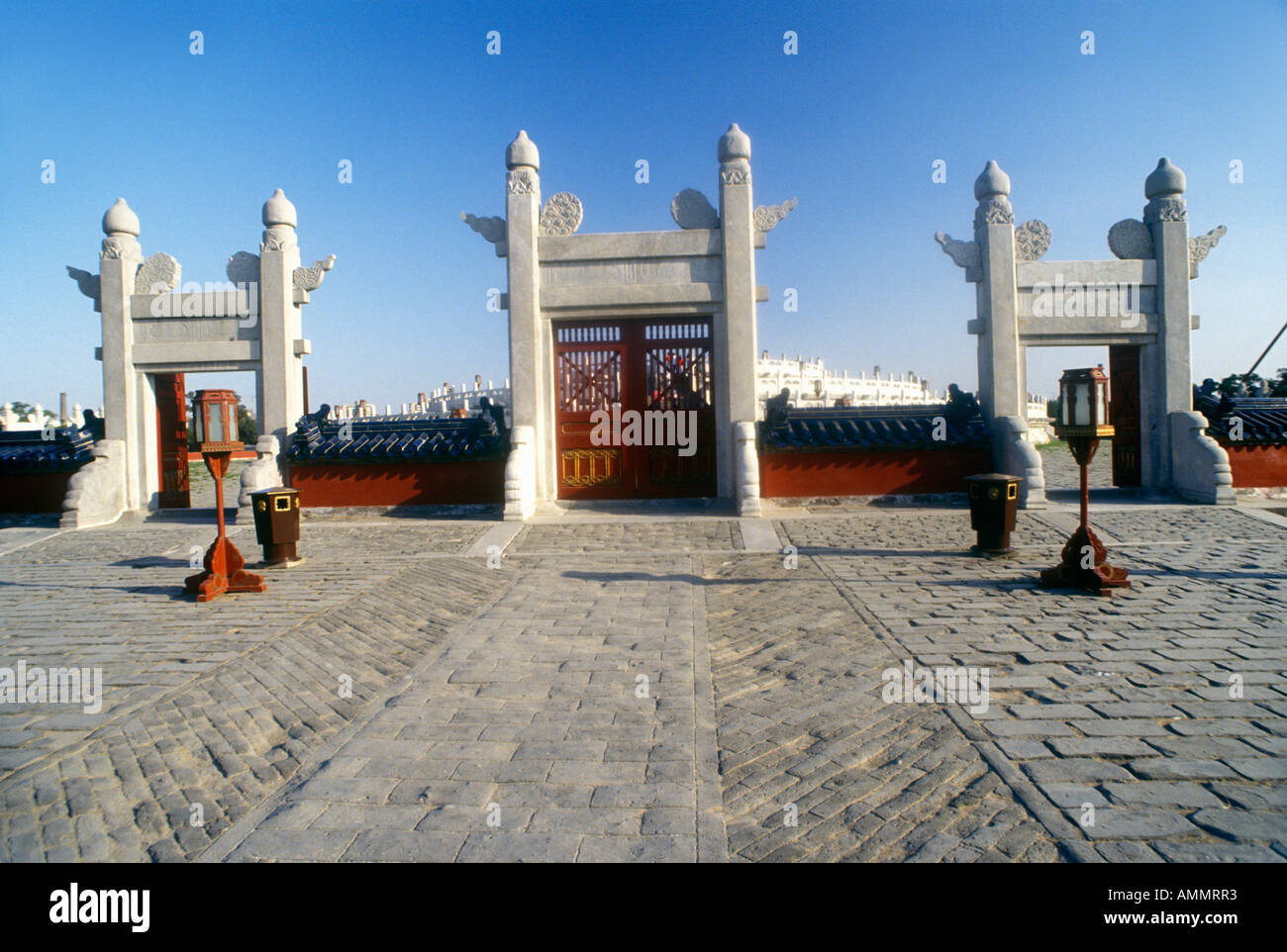 Temple of Heaven Tiantan gates before Round Altar in Beijing in Hebei Province People s Republic of China Stock Photo