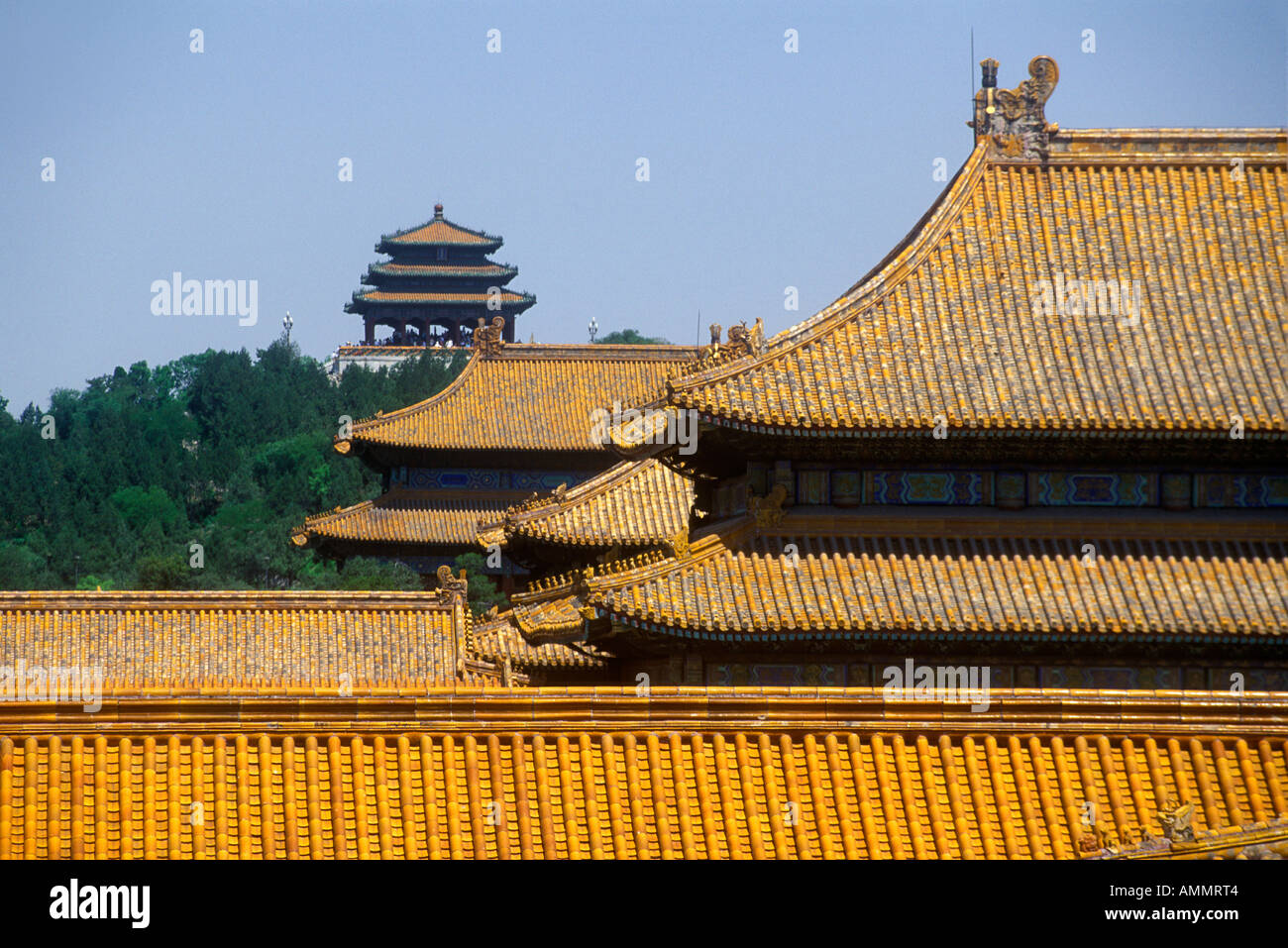 The Forbidden City rooftops inside the palace area in Beijing in Hebei Province People s Republic of China Stock Photo