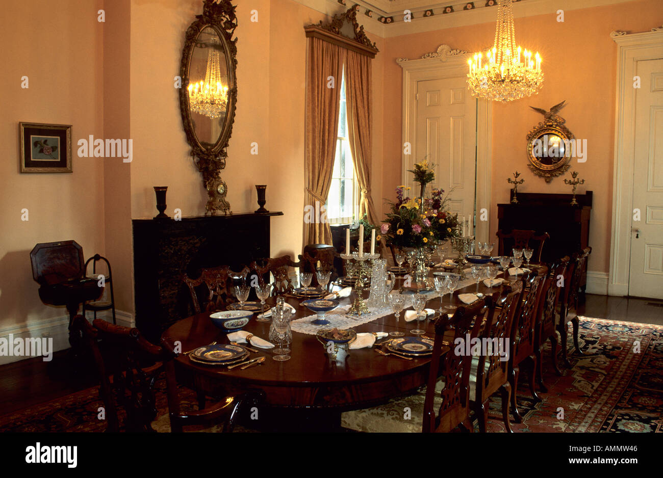 Interior of Nottoway Plantation at the Mississippi river Stock Photo