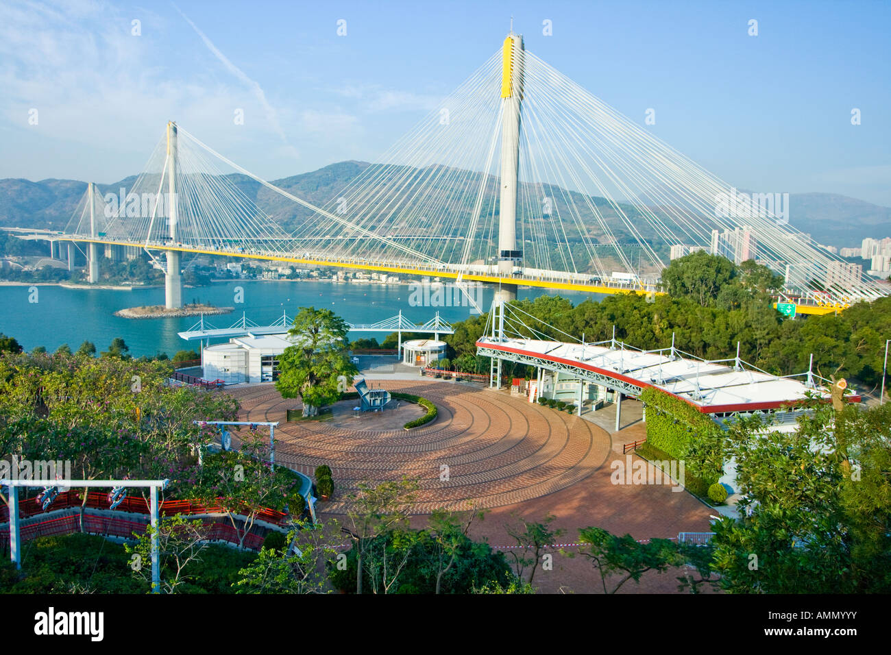 Ting Kau Cable Stayed Bridge Lantau Link Visitors Centre and Viewing Platform Tsing Yi Hong Kong Stock Photo