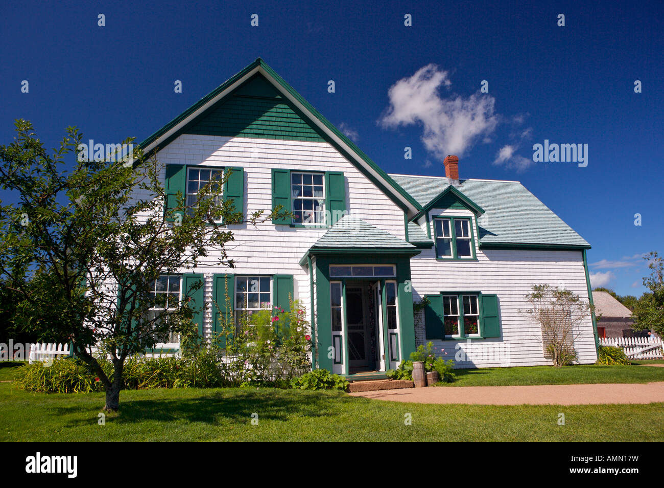 Site of Lucy Maud Montgomery's Cavendish home, Blue Heron Coastal Drive, Queens, Anne's Land, Prince Edward Island, Canada. Stock Photo