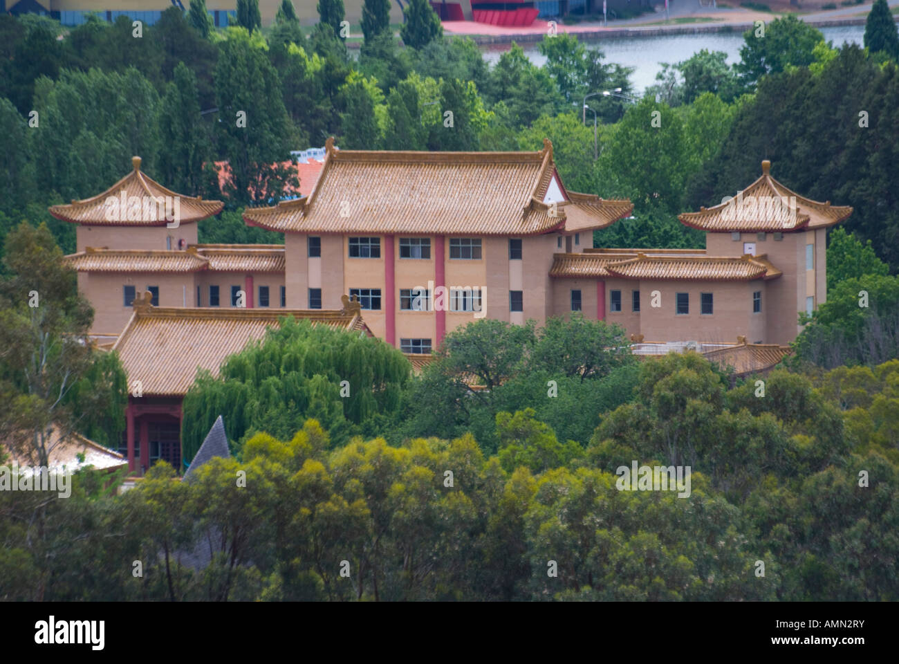 The Chinese Embassy in Yarralumla, Canberra Australia viewed from the Australian Parliament Stock Photo