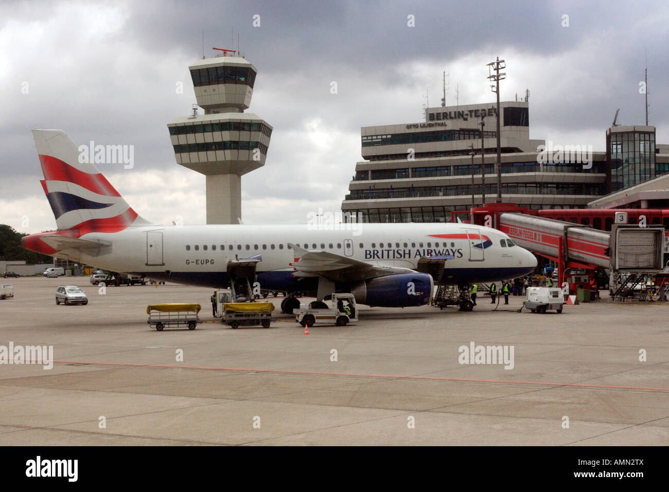 A British Airways plane at an airport, Berlin, Germany Stock Photo