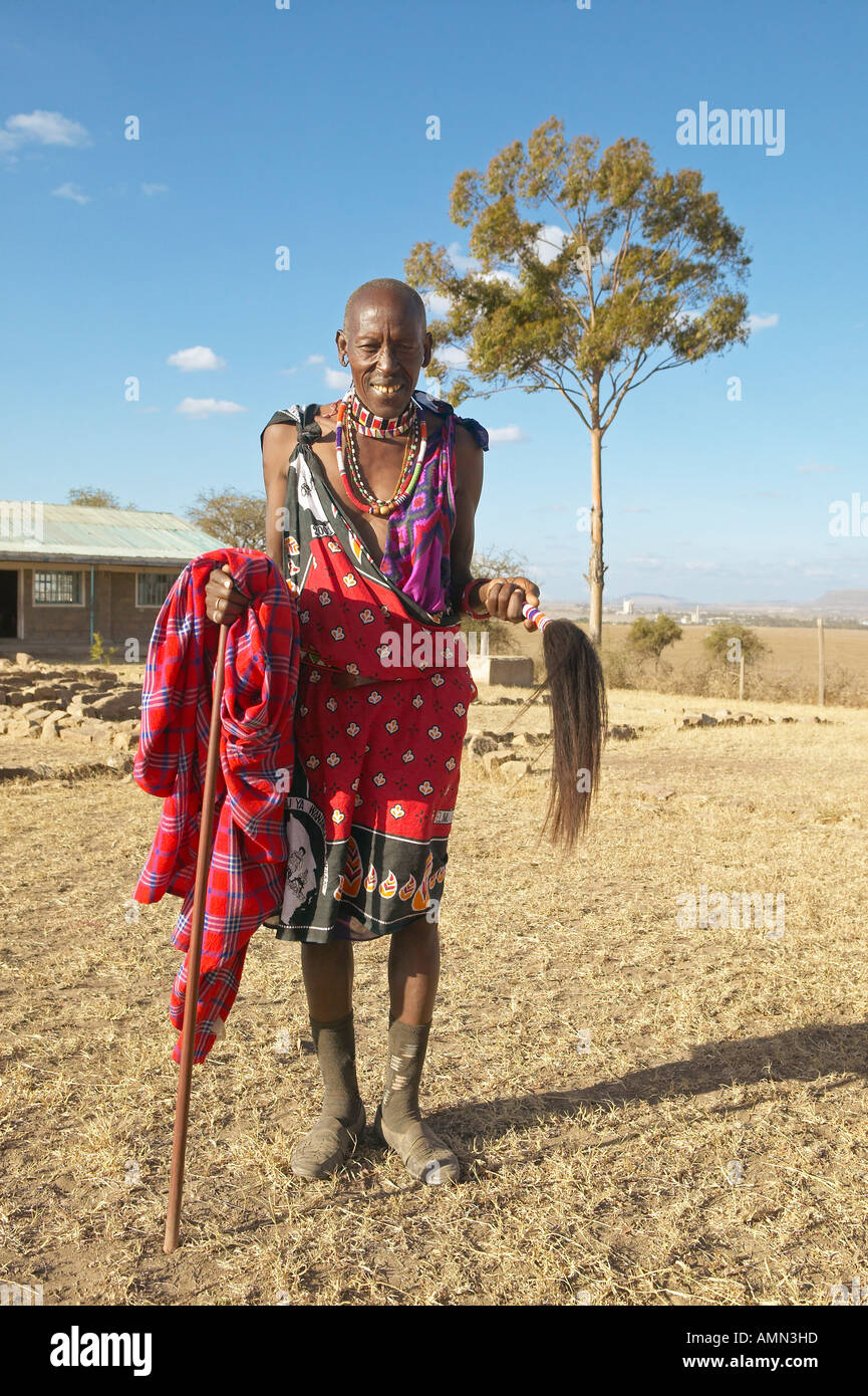 Masai Senior Elder in village of Nairobi National Park Nairobi Kenya Africa Stock Photo