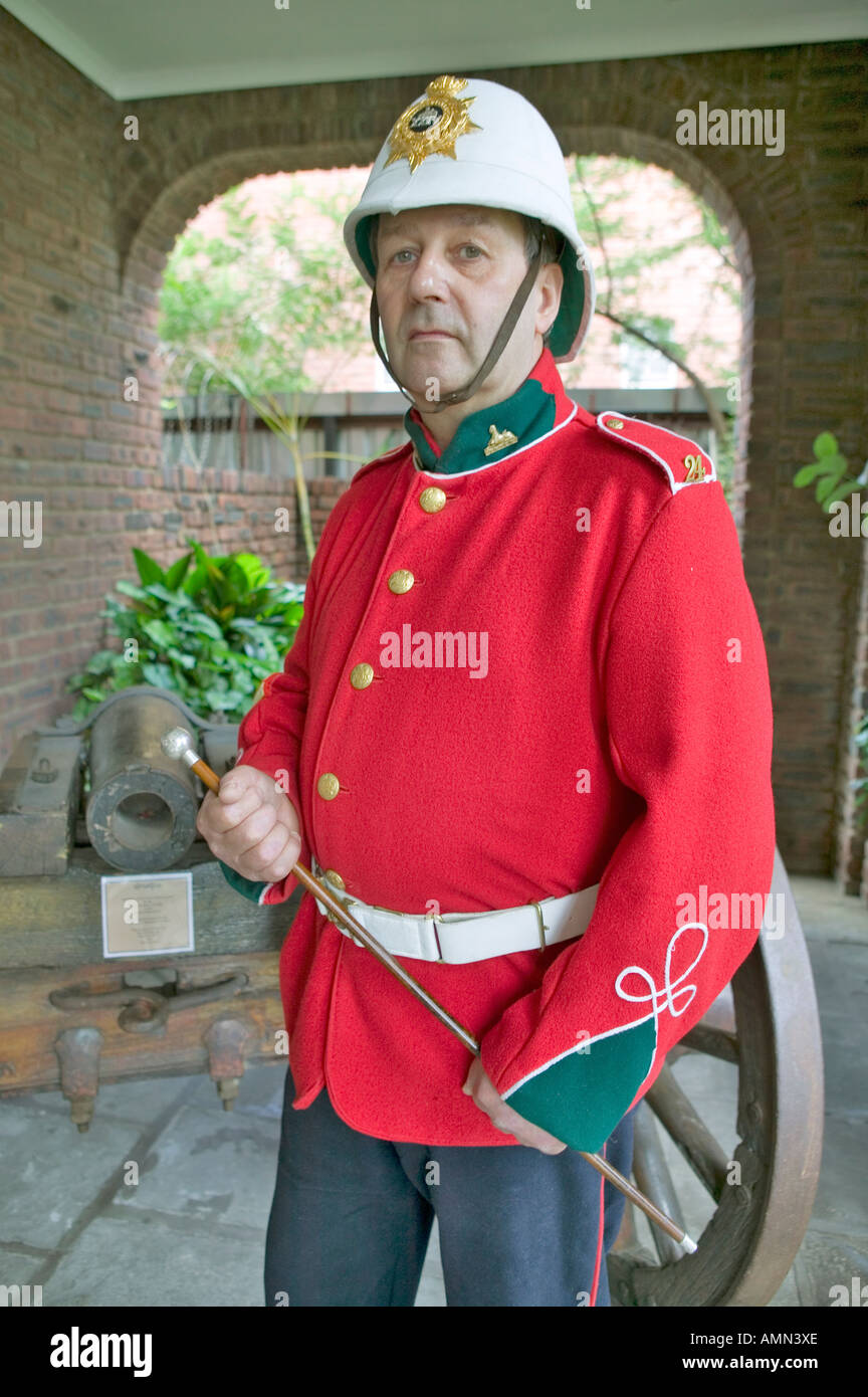 British Redcoat Reenactor at site of Isandlwana Battlefield where on January 22 1879 Anglo Zulu war was fought in KwaZulu Natal Stock Photo