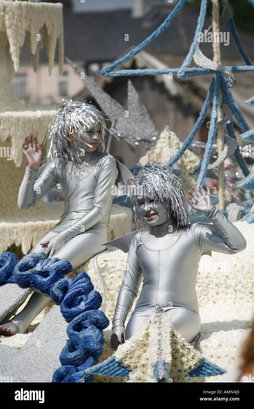 The Ice Queen Float at The Battle of Flowers Parade St Helier Jersey Channel Islands Stock Photo