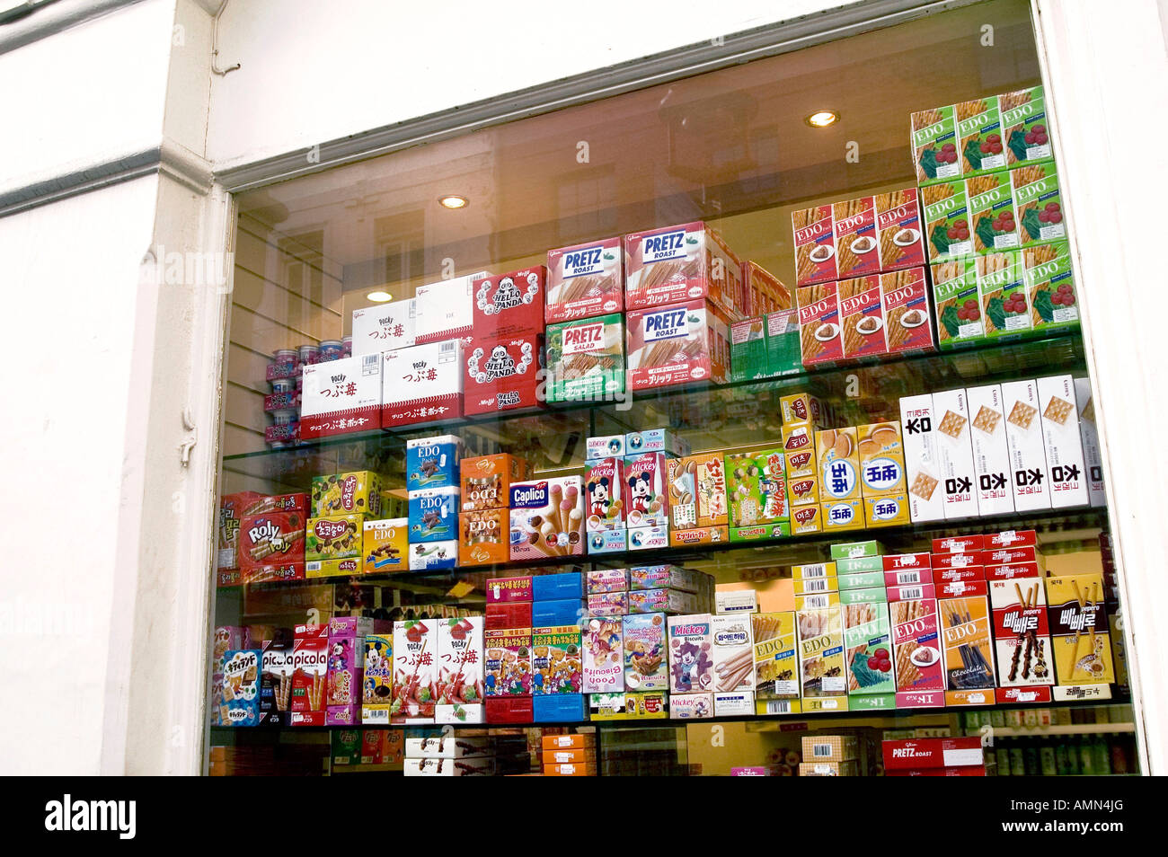 Candy shop window display, Chinatown, London Stock Photo Alamy