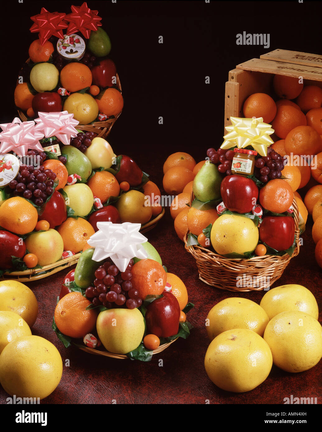 assorted fruit basket presentations apple grape pear grapefruit fruit