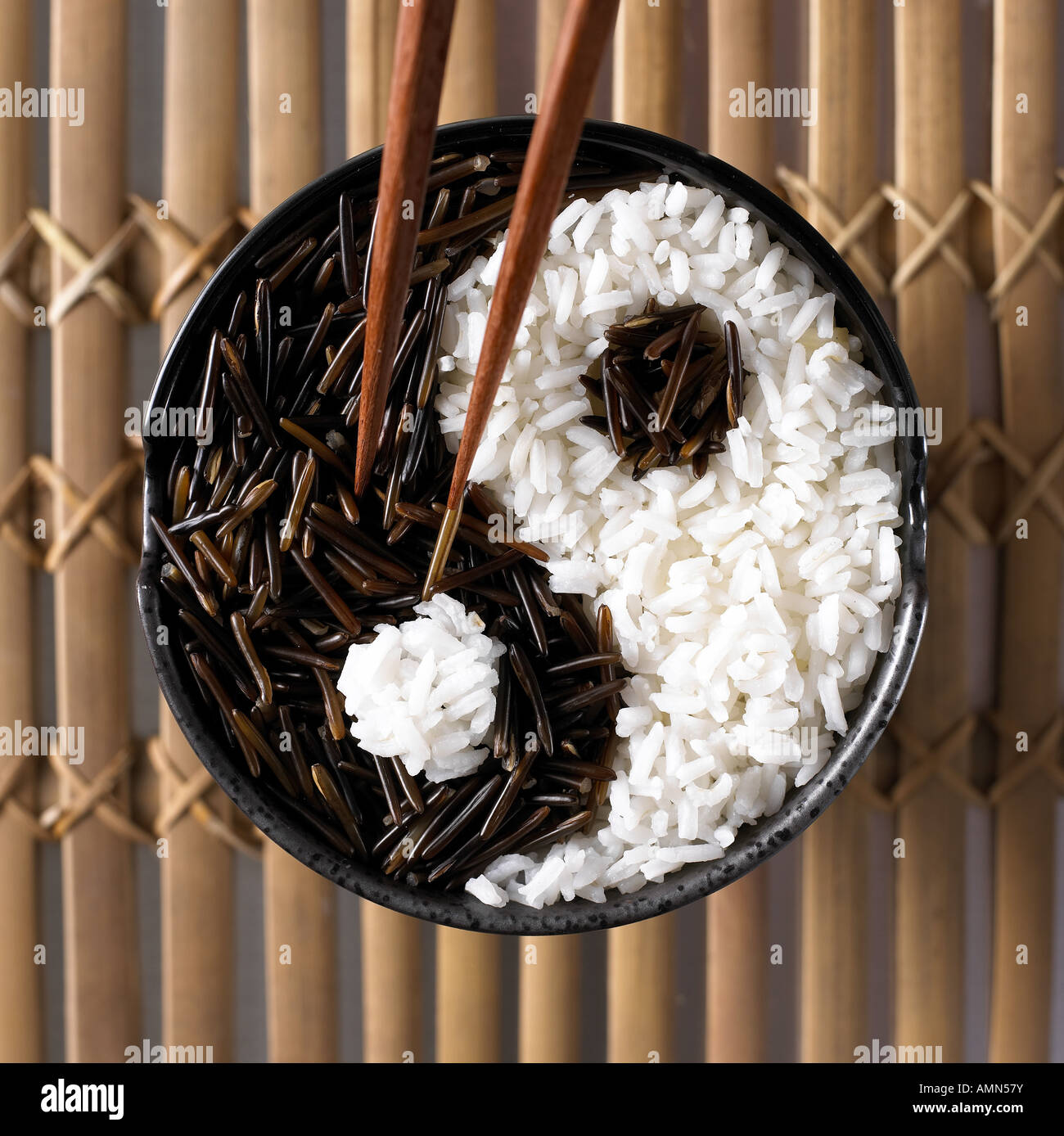 Ying Yang rice bowl Stock Photo