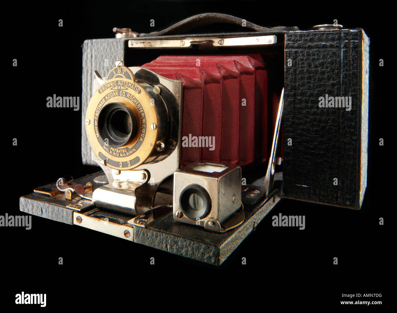 Kodak Eastman Brownie Automatic with red bellows camera. No 2 Pocket Folding Stock Photo