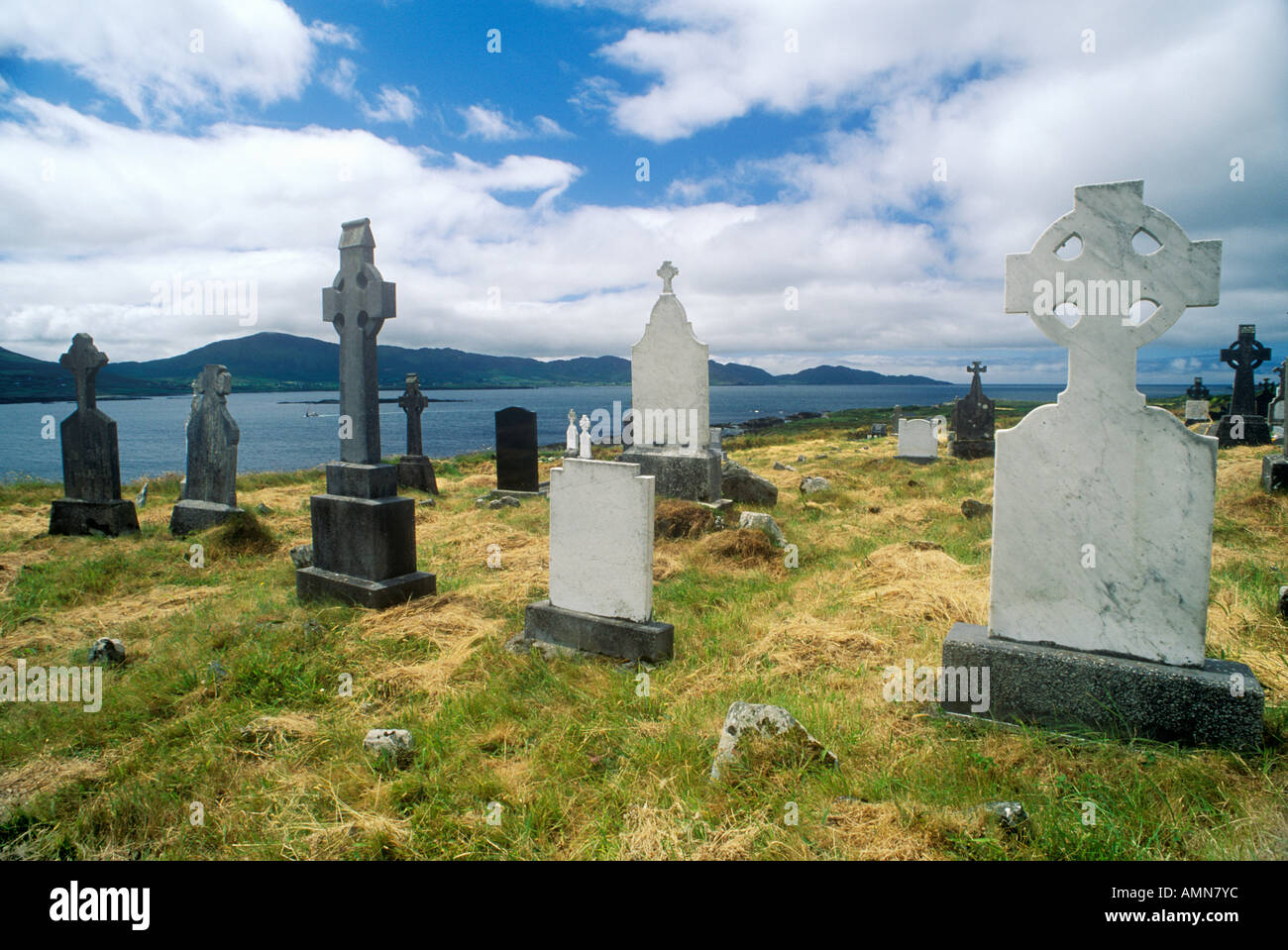 Gravestones in Kilcatherine Church cemetery Cork Ireland Stock Photo