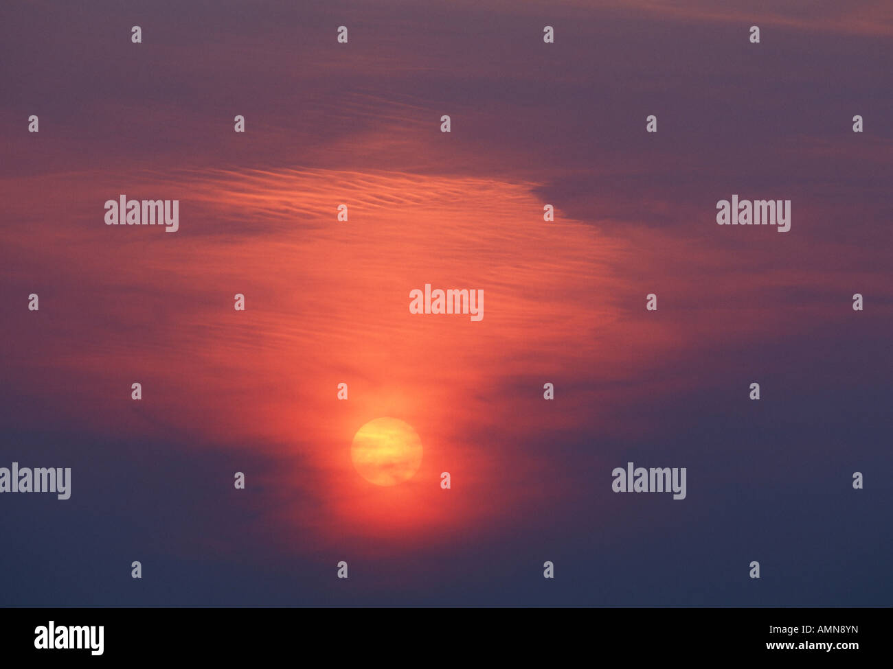 sunset on a humid evening, Iowa USA Stock Photo