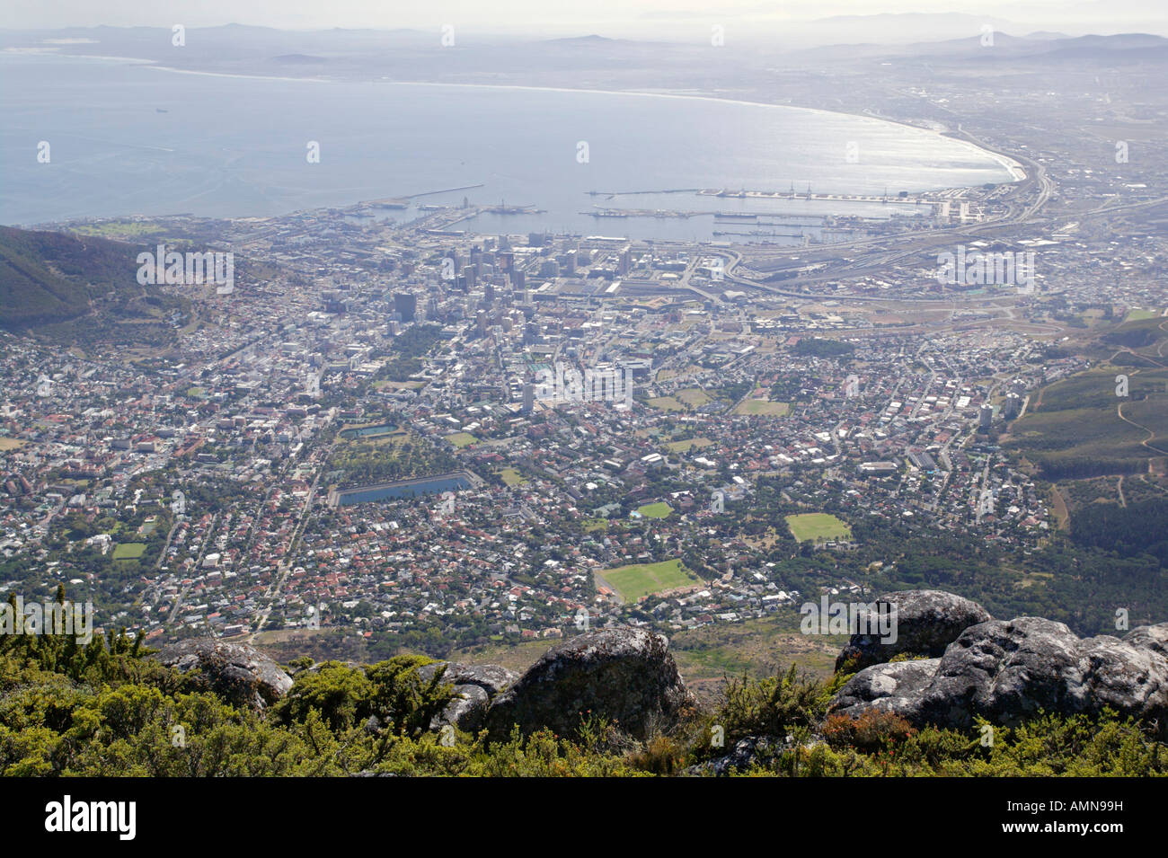 A view of Cape Town from Table Mountain Stock Photo