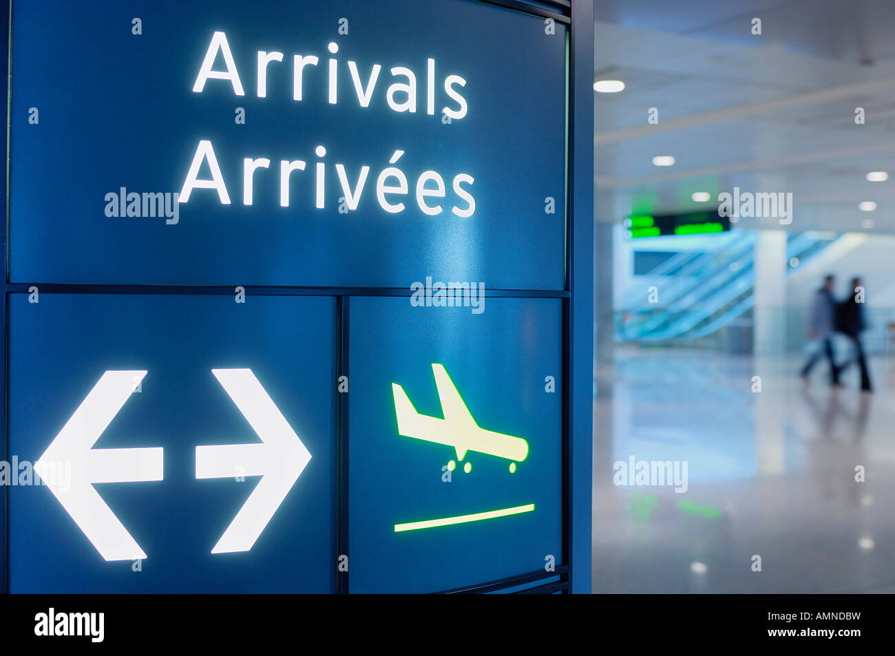 Arrival Sign at Airport Stock Photo